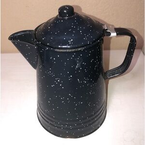 Black Speckled Enamelware Coffee/Tea Pot, Vintage, pre-owned, pet free home